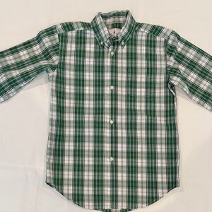 Classic Prep Green and White Plaid Button-Up Shirt